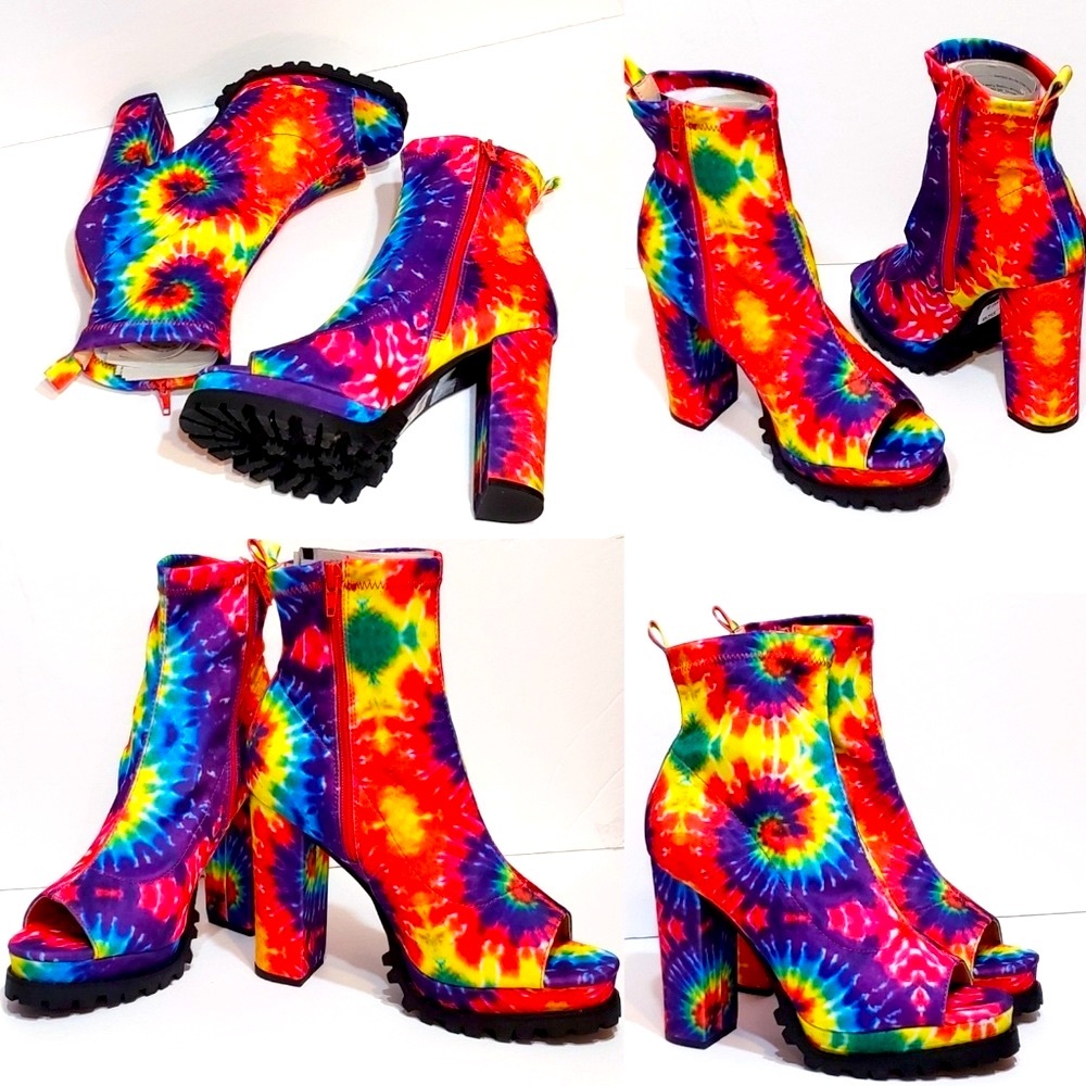 Tie-Dye Peep Toe Booties - Picture 5 of 5